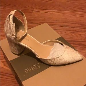 White/ Beige block 2 1/2 inch heels